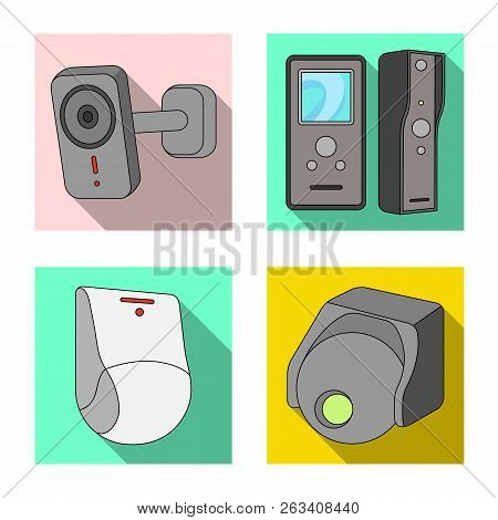 Vector Design Of Cctv And Camera Sign. Set Of Cctv And System Stock Symbol For Web.