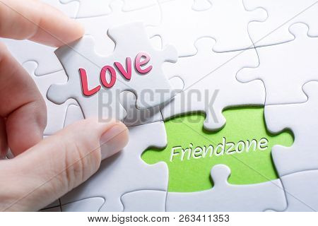 The Words Love And Friendzone In Missing Piece Jigsaw Puzzle