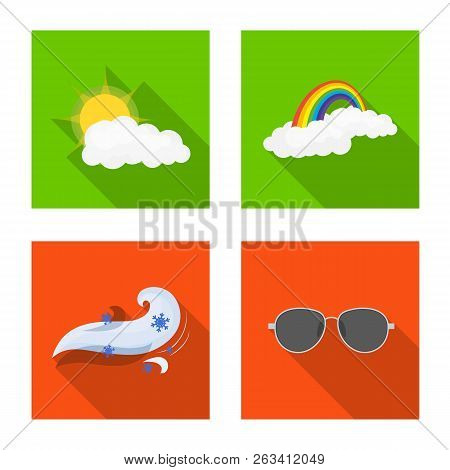 Vector Illustration Of Weather And Climate Logo. Set Of Weather And Cloud Stock Vector Illustration.