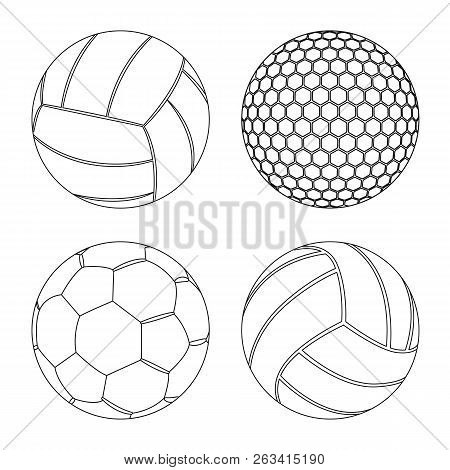 Vector Design Of Sport And Ball Symbol. Set Of Sport And Athletic Vector Icon For Stock.