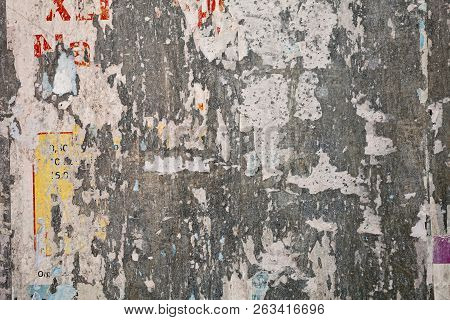 Ripped Poster Background - Grunge Texture Of Torn Advertisement On Billboard Sheet Metal