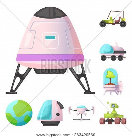 Vector Illustration Of Mars And Space Logo. Collection Of Mars And Planet Vector Icon For Stock.