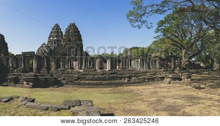 Wide Angle Of Prasat Hin Phimai Korat One Of Most Popular History Traveling Destinaton In Nakornratc