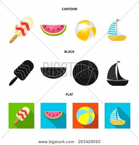 Vector Illustration Of Equipment And Swimming Sign. Collection Of Equipment And Activity Stock Vecto
