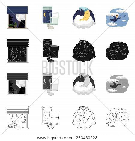 Vector Design Of Dreams And Night Logo. Set Of Dreams And Bedroom Vector Icon For Stock.