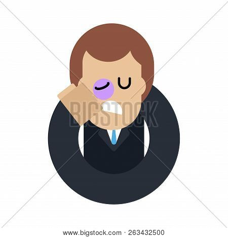 Man Beating Himself With Fist In Face. Punishment Of Yourself. Vector Illustration