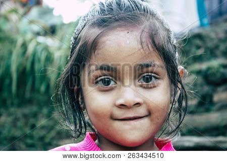 Bandipur Nepal October 15, 2018 Closeup Of Young Children Playing And Having Fun Together In Bandipu