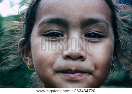 Bandipur Nepal October 15, 2018 Closeup Of Young Children Playing And Having Fun Together In Bandipu