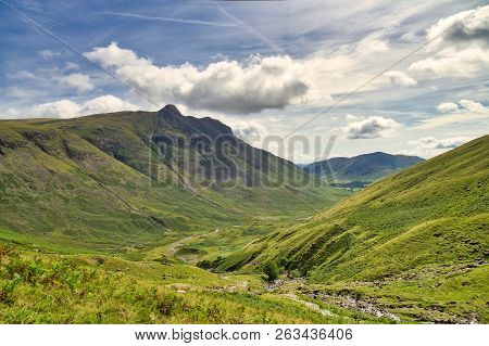 A View Down The Length Of Great Langdale From Rossett Ghyll