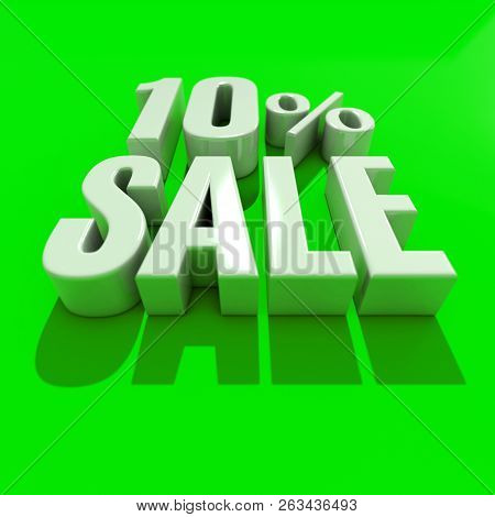 3d Illustration 10 Percent Discount Sign, Sale Up To 10, 10 Sale, Percentages Special Offer, Save On