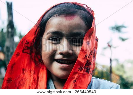 Bandipur Nepal October 15, 2018 Closeup Of Young Children Playing And Having Fun Together In Bandipu