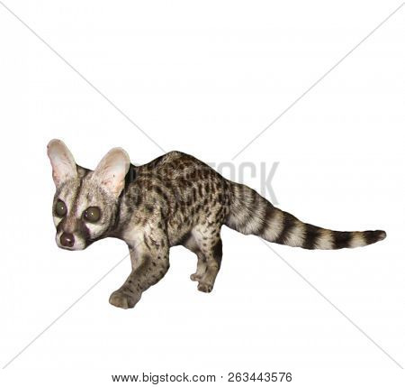 Genet cat isolated on white background 
