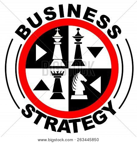 Business Strategy Banner In With Chess Pieces In Red Circle,