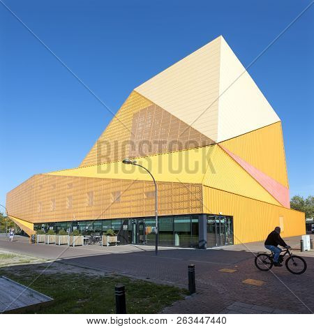Lelystad, Netherlands, 10 Oktober 2018: Theatre Agora In Centre Of Dutch Town Lelystad In Province O