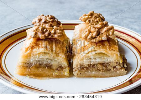 Turkish Traditional Dessert Baklava With Walnuts.