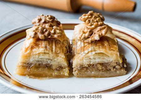 Turkish Traditional Dessert Baklava With Walnuts.