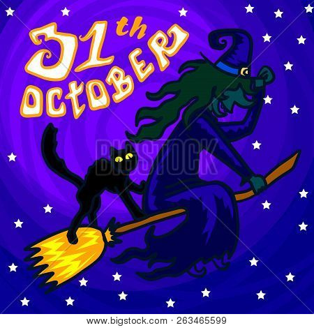Halloween Witcher Concept Background. Hand Drawn Illustration Of Halloween Witcher Vector Concept Ba