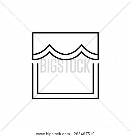 Vector Illustration Of Fabric Scalloped Valance. Line Icon Of Window Pelmet. Isolated Object On Whit