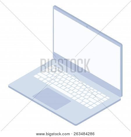 Vector Isometric Laptop Notebook Computer Device For Business, Education And Entertaiment