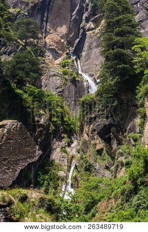 Jogini waterfalls near Manali in Himachal Pradesh, India