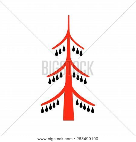Red And Black Fantastic Fairy Trees. National Northen Paintings. Folk Handicrafts. Enchanting