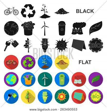 Bio And Ecology Flat Icons In Set Collection For Design. An Ecologically Pure Product Vector Symbol 