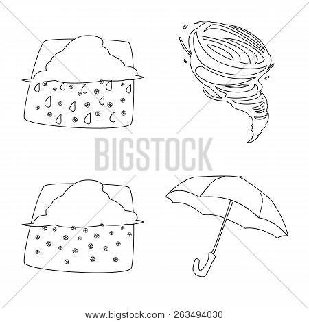 Vector Illustration Of Weather And Climate Sign. Set Of Weather And Cloud Stock Vector Illustration.