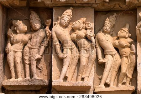 Close Up Erotic Stone Carving In Lakshman Temple