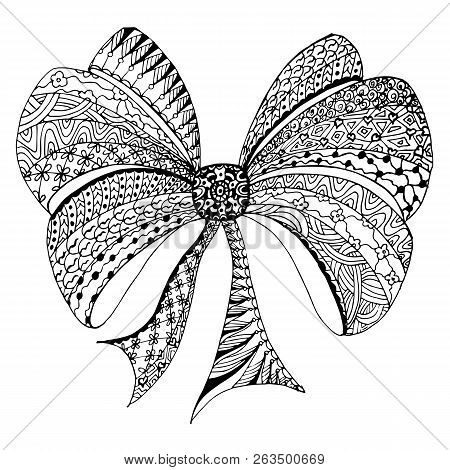 Doodle Stylized Black And White Bow, Hand Drawn Design Element Stock Vector Illustration Vector Illu