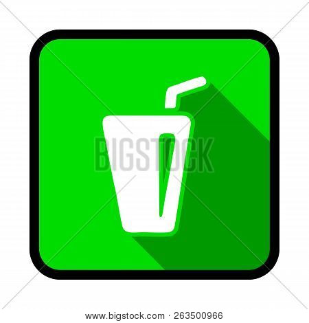 Cold Drink Vector Icon On Green Background. Cold Drink Modern Icon For Graphic And Web Design. Cold 