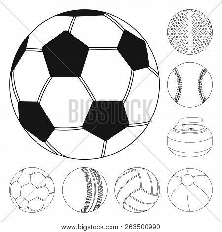 Vector Design Of Sport And Ball Symbol. Set Of Sport And Athletic Vector Icon For Stock.