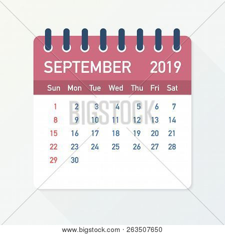 September 2019 Calendar Leaf. Calendar 2019 In Flat Style. Vector Stock Illustration.