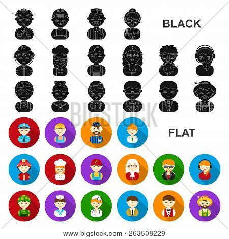 People Of Different Professions Flat Icons In Set Collection For Design. Worker And Specialist Vecto