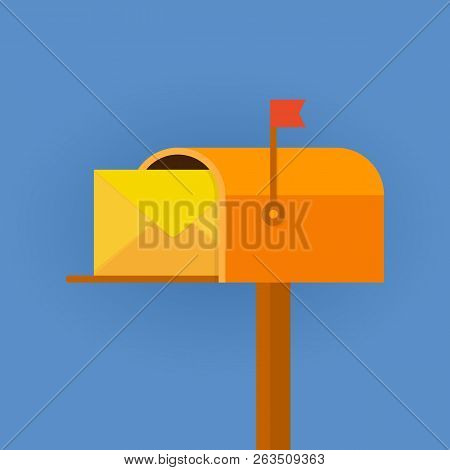 Mail Box Vector Illustration In The Flat Style. Vector Stock Illustration.