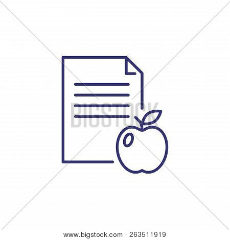Diet Plan Line Icon. Apple, Paper, Wellness. Weight Control Concept. Vector Illustration Can Be Used