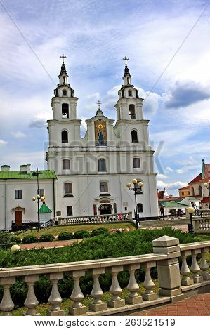 Minsk, Belarus - August 13, 2018: Holy Spirit Cathedral  Is The Central Cathedral Of The Belarusian 