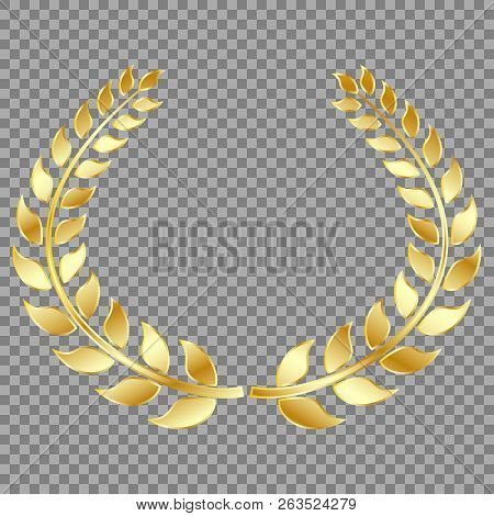 Golden Laurel Wreath, Isolated On Gray Background. Vector Element For Your Design. Eps 10.