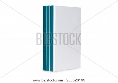 Set Of Blank Books On White Background For Mokup Or Cover Customization