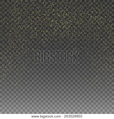 Rain Golden. Golden Glitter Texture On Isolated Background. An Explosion Of Golden Confetti. Design 