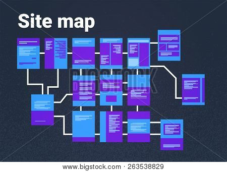 Site Map Suitable For Info Graphics, Websites And Print Media And Interfaces On Dark Background, Wir