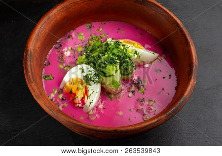Russian Cabbage Soup - Borsht With Egg And Onion.