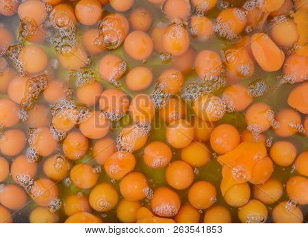 Crack Many Raw Eggs Separated From Eggshells