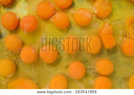 Crack Many Raw Eggs Separated From Eggshells