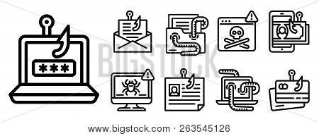 Phishing Icon Set. Outline Set Of Phishing Vector Icons For Web Design Isolated On White Background