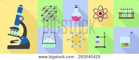 Chemistry Science Icon Set. Flat Set Of Chemistry Science Vector Icons For Web Design
