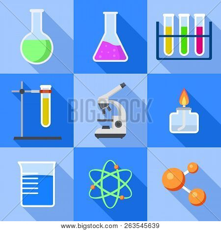 Chemistry Icon Set. Flat Set Of Chemistry Vector Icons For Web Design