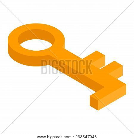 Gold Old Key Icon. Isometric Of Gold Old Key Vector Icon For Web Design Isolated On White Background