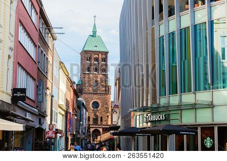 Shopping Area In Aachen, Germany