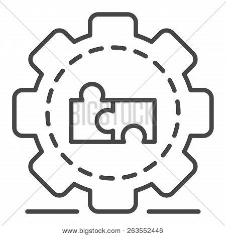 Full Puzzle Cog Wheel Icon. Outline Full Puzzle Cog Wheel Vector Icon For Web Design Isolated On Whi