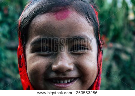 Bandipur Nepal October  15, 2018 Closeup Of Young Children Playing And Having Fun Together In Bandip
